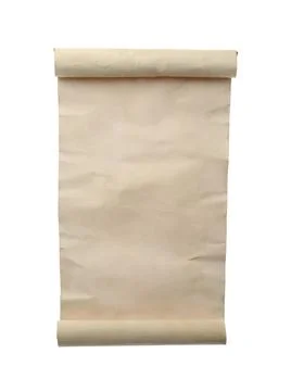 Scroll of old parchment paper isolated on white Stock Photos