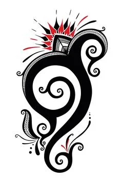 Scroll ornament in mandala style Stock Illustration