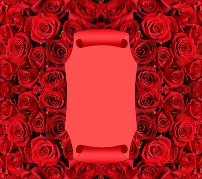 Scroll over red roses background 스톡 사진