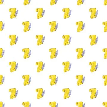 Scroll paper and feather pattern, cartoon style Stock Illustration