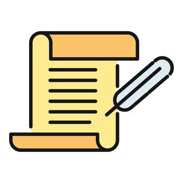 Scroll paper and quill pen writing document icon Stock Illustration