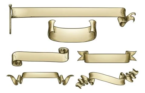 Scroll Paper Banner Parchment Flag Ribbon Woodcut Stock Illustration