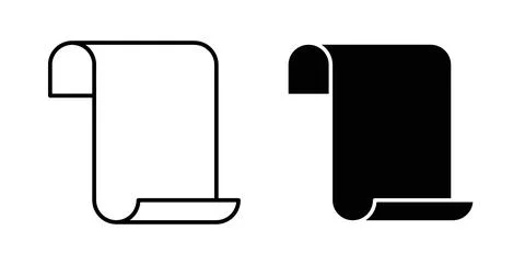 Scroll paper icon in black and white. vector icon pack for websites Stockillustratie