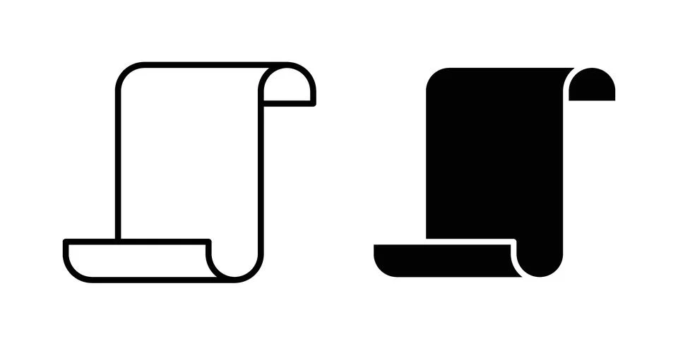 Scroll paper icon black vector isolated on white Stockillustratie