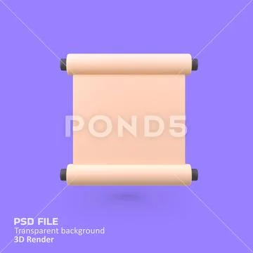 Scroll paper isolated 3d render icon illustration PSD Template