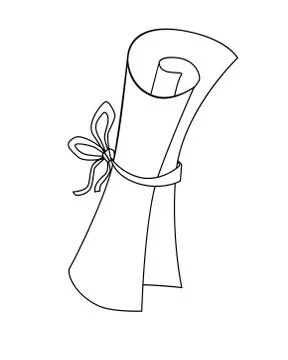 Scroll - paper rolled up and tied with a ribbon - vector linear Illustrazione stock