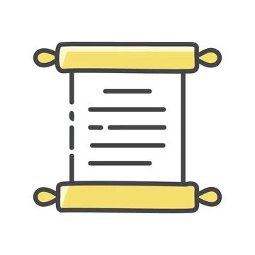 Scroll paper. Rolled up parchment with writing on it, representing ancient .. Illustration
