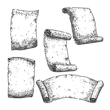 Scroll paper set sketch hand drawn vector イラスト素材