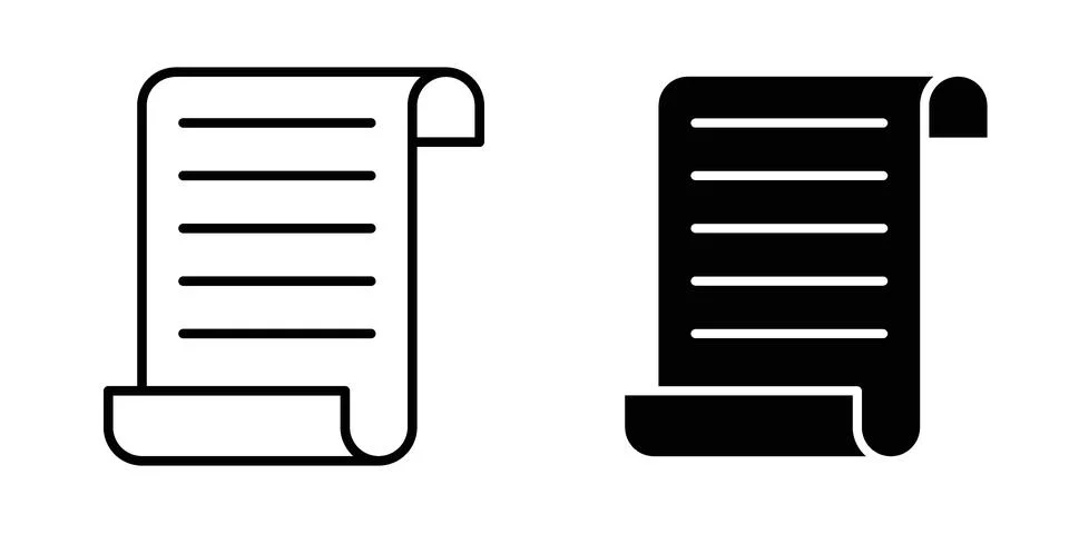 Scroll papyrus paper icon vector concepts, line and silhouette style Stockillustratie