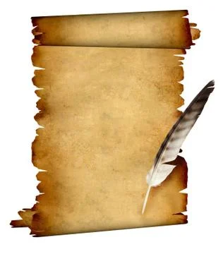Scroll of parchment and feather Stock Illustration