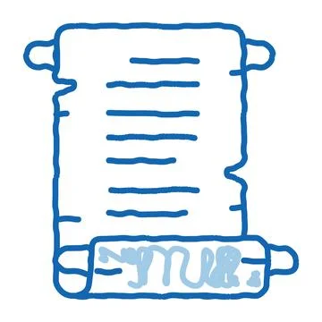 Scroll of parchment paper doodle icon hand drawn illustration Stock Illustration