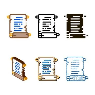 Scroll of parchment paper icon concepts vector outline Illustrazione stock