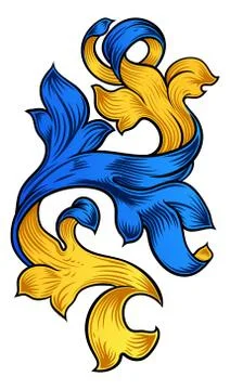 Scroll Pattern Filigree Floral Heraldry Design Stock Illustration