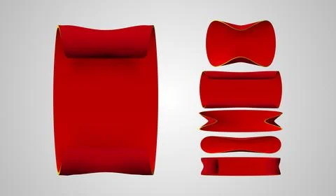 Scroll Red and White realistic, paper banners. Vector illustration. Stock Illustration