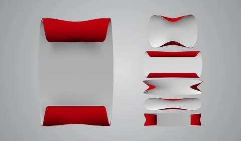 Scroll Red, realistic, paper banners. Vector illustration. Illustrazione stock