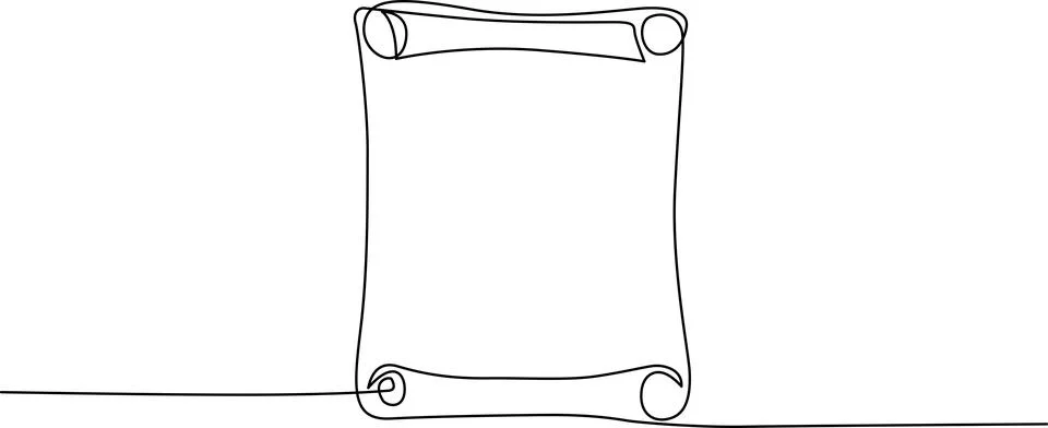 Scroll with rolled-up parchment paper on a flat surface Vector Illustrazione stock