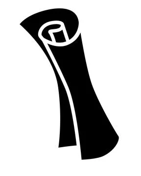 A scroll, a rolled sheet of paper, is a vector silhouette for a stencil, logo Stock Illustration