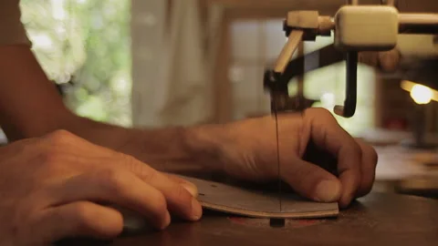 Scroll saw cutting wood a side angle. Stock-Footage 171055795