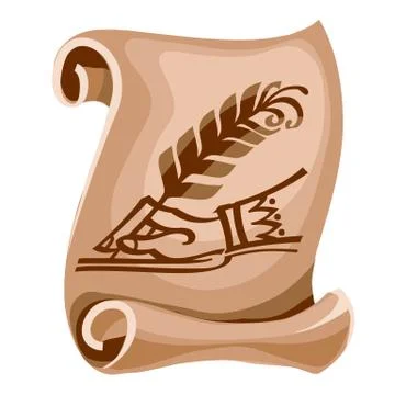 A scroll of sheet of old paper with the image of the manuscript. Vector illus Stock Illustration