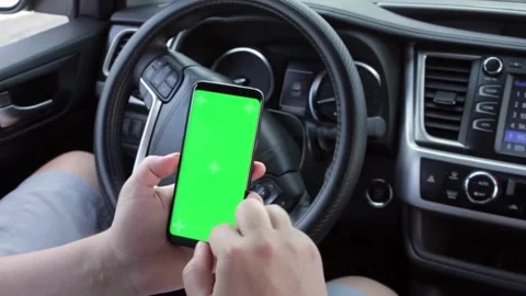 Scroll on Smartphone with Green Mock-up Screen Chroma Key Gestures on touch Video stock 336249021