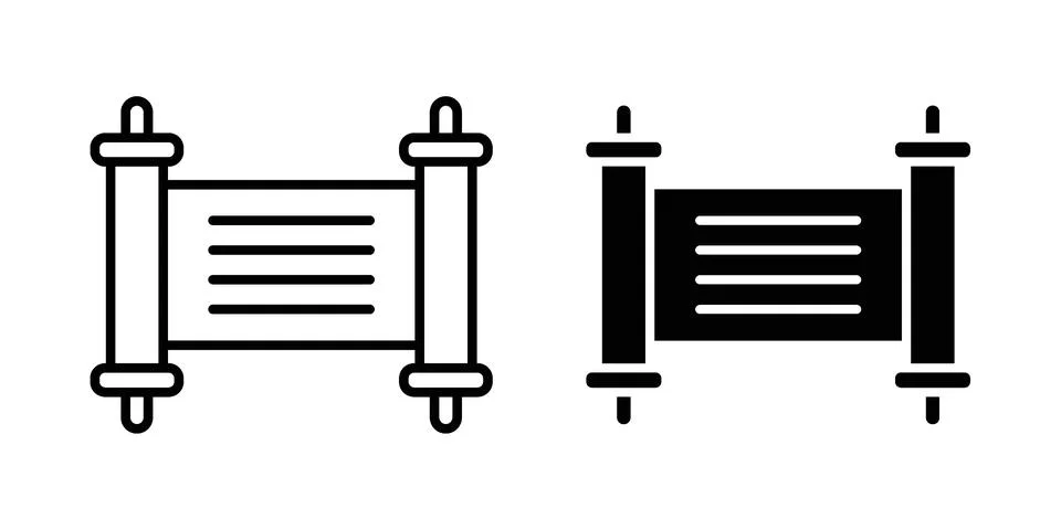 Scroll Torah icon drawing lines. Silhouette style vector bundle Stockillustratie