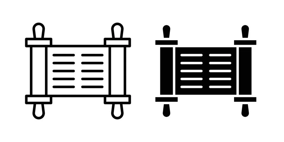 Scroll Torah icon pack with silhouette and stroke web icons Stock Illustration