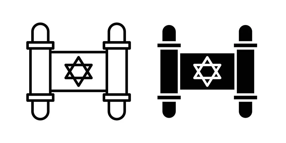 Scroll Torah icon silhouette vector set. thin line pack Stockillustratie