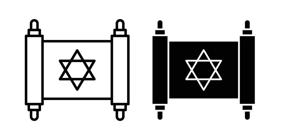 Scroll Torah icon symbol. Flat and Stroke Vector illustration Stock Illustration