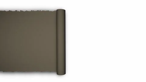 Scroll of torn paper rolls across white background animation Stock Footage 246377897