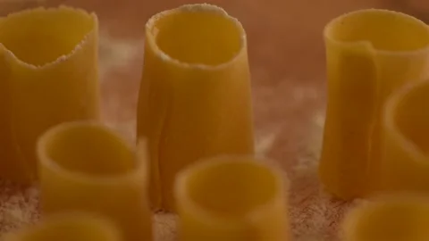 Scroll on a tray full of typical fresh homemade Italian pasta Stock Footage 150320908