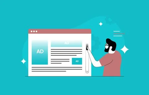 Scroll triggered popup ad with behavior triggered advertising. Scroll engagement Stock Illustration