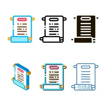 Scroll of variations paper icon vector outline Stock Illustration