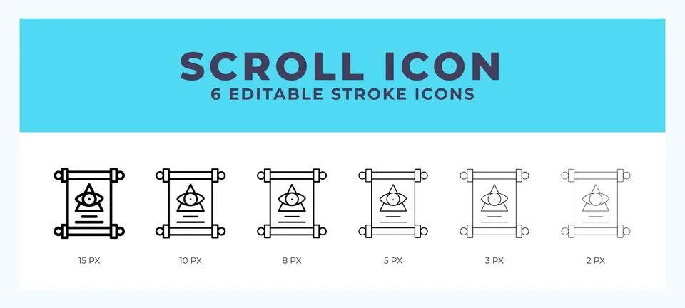 Scroll vector icon. With different stroke vector illustration. Illustrazione stock