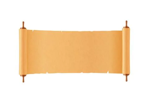 Scroll of yellowed parchment or papyrus, realistic vector illustration isolat Illustrazione stock
