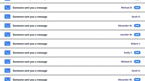 A Scrollable List of Direct Messages and New Notifications Stock Footage 347626311