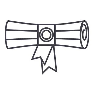 Scroll,certificate vector line icon, sign, illustration on background, editable Illustrazione stock