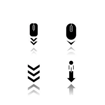 Scrolldown indicators drop shadow black glyph icons set. Computer mouse and a Stock Illustration