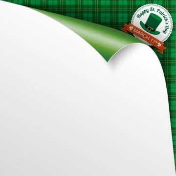 Scrolled Corner Happy St Patricks Day Emblem Stock Illustration