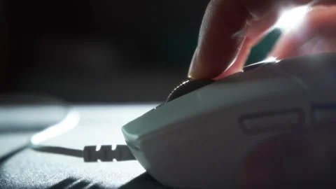 Scrolling and clicking wired computer mouse Stock Footage 284805934