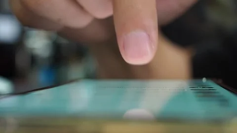 Scrolling and tapping through phone screen messages close up view 库存影片 276847402