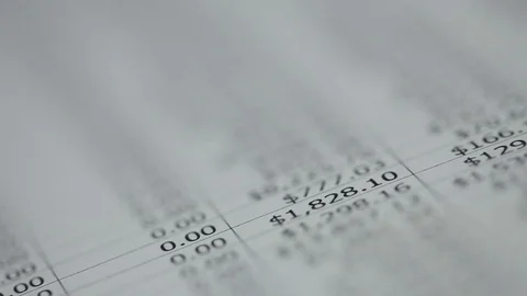 Scrolling a Bank Statement on Paper Close-Up, Macro, Detail Stock Footage 88669218