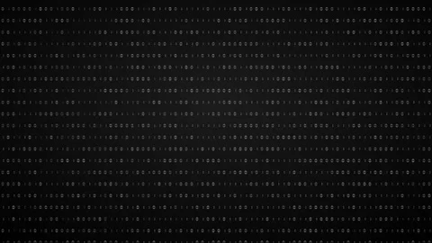 Scrolling binary code digital wallpaper, rows of white 0 and 1 characters over Stock Footage 342320206