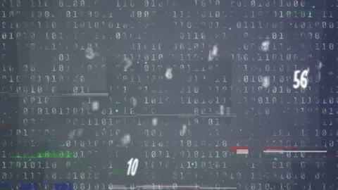 Scrolling binary matrix and floating numbers on pulse, growing, drifting, Stock Footage 334768493