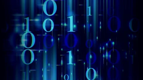 Scrolling Binary Text and Grid Abstraction Stock Footage 93512570