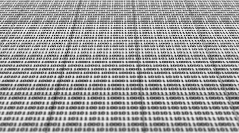 Scrolling black and white binary code Stock Footage 43166556