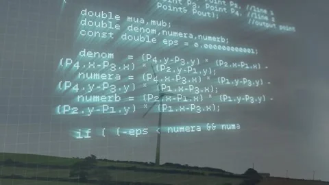 Scrolling C or C++ code overlay initiating geometry and HTTP parsing while Stock Footage 330331061
