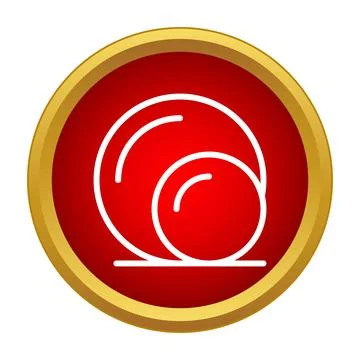 Scrolling circles icon on red button with gold border Stock Illustration