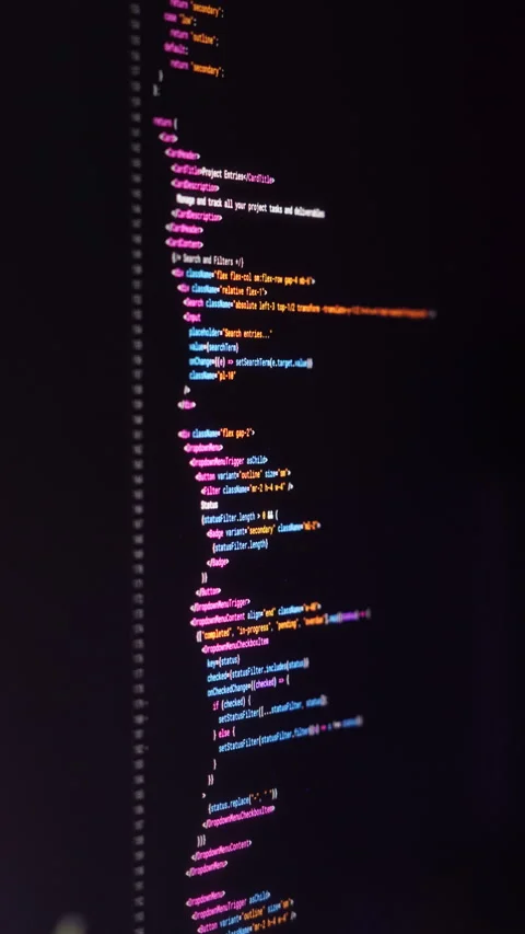 Scrolling Code on Dark Screen Programming Concept Stock Footage 320008896