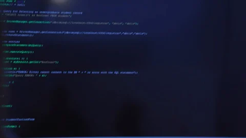 Scrolling Code on Projector Screen Stock Footage 129032260