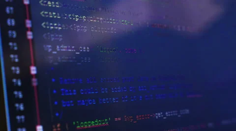 Scrolling Code on a Screen Stock Footage 47335026